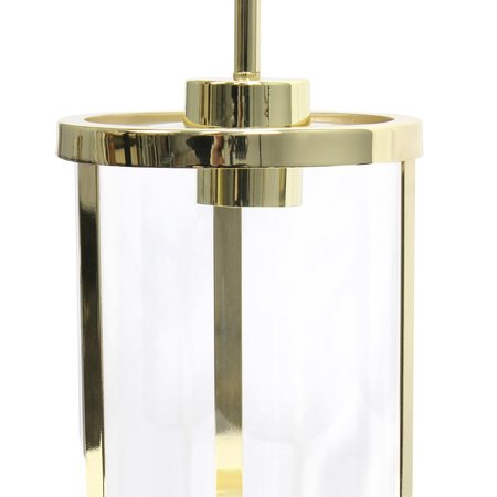 Lalia Home 1-Light 9.25" Adjustable Hanging Cylindrical Clear Glass Pendant Fixture with Metal Accents, Gold LHP-3002-GL
